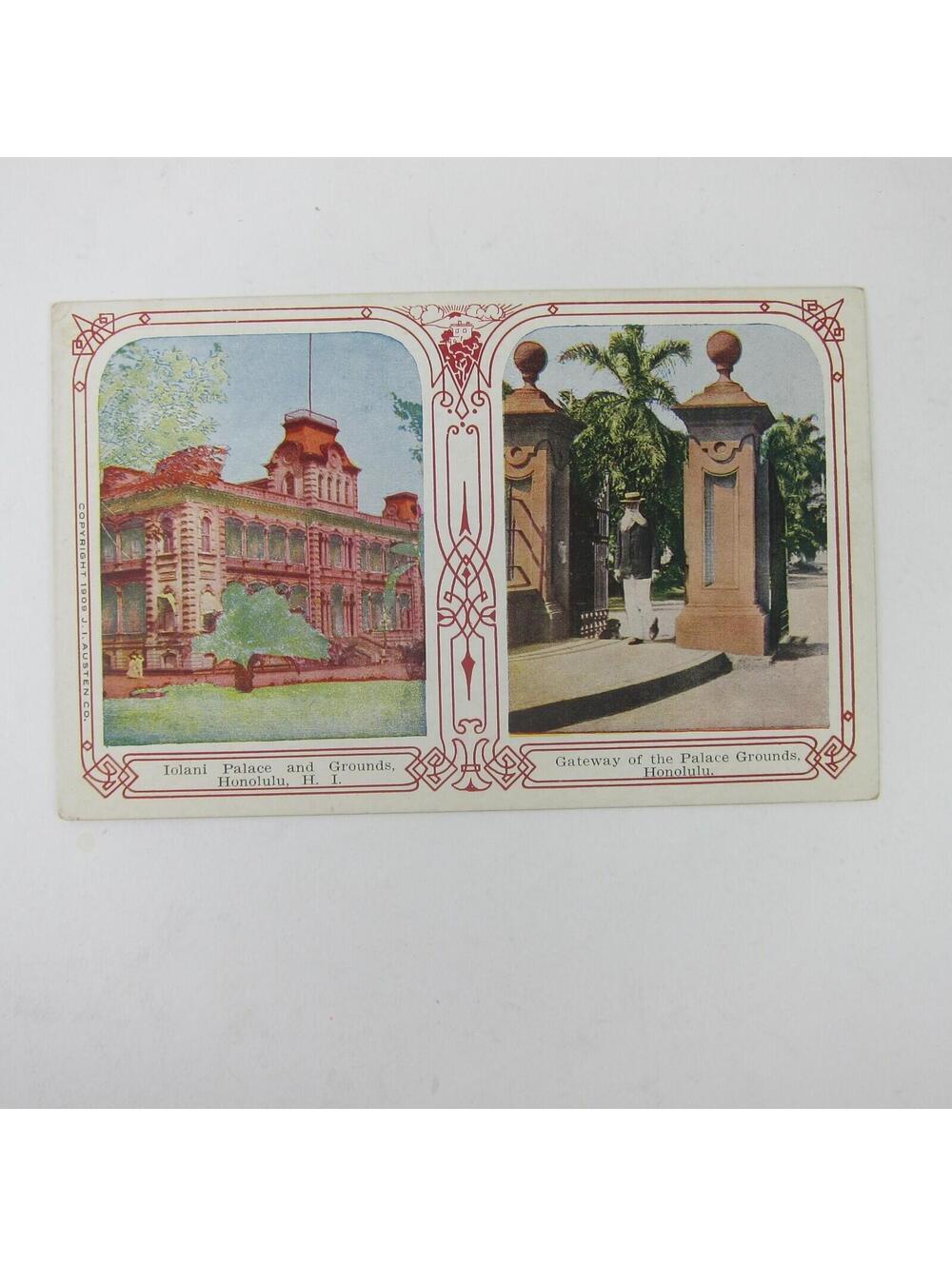 Postcard Honolulu Hawaii Iolani Palace, Grounds & Gateway Antique Unposted
